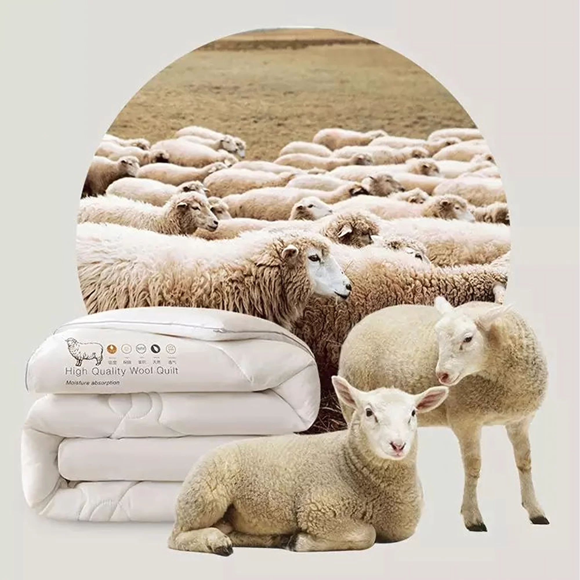 Pilota alba 200 x 220 cm, umplutura din lana, moale si pufoasa, confort termic [14]