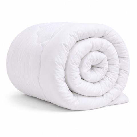 Diverse uz casnic - Pilota alba 200x220 cm pentru dormitor, 300 g/m², microfibra cu fibre siliconice, 4 anotimpuri, antialergica, reversibila, lavabila si compatibila cu uscator