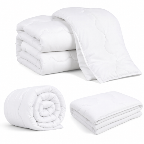 Pilota alba 200x220 cm pentru dormitor, 300 g/m², microfibra cu fibre siliconice, 4 anotimpuri, antialergica, reversibila, lavabila si compatibila cu uscator [2]