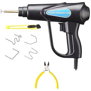 Diverse Unelte - Pistol profesional de lipit plastic, set complet 200 capse incluse, trusa inclusa - Negru