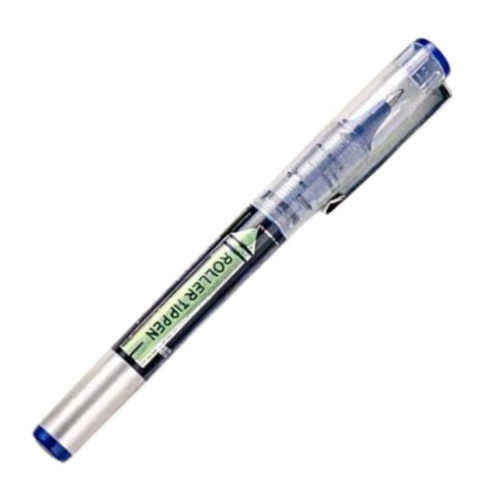Pix cu cerneala albastra si varf V-tip 0.5 mm, corp transparent, scriere fina si uscare rapida, 13.2 cm