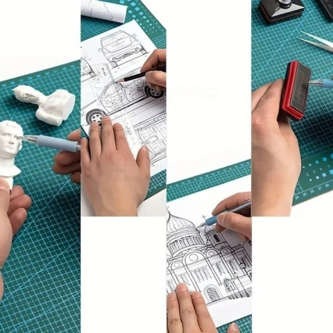 Placa de taiere fata-verso A3, 30 x 45 cm, cu auto-vindecare, grila precisa si suprafata profesionala, verde, ideala pentru croitorie, craft, arhitectura si proiecte DIY [4]