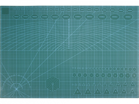 Mercerie - Placa pentru taiere precisa, modelare, fata-verso, cu auto-vindecare A1, 60 x 90 cm, scara clar vizibila, verde