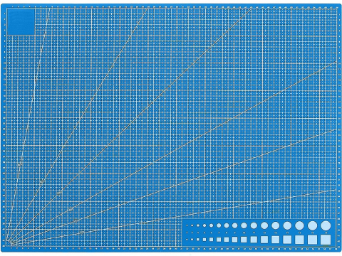 Placa pentru taiere precisa, modelare, fata-verso, cu auto-vindecare A2, 45 x 60 cm, scara clar vizibila, albastru [3]