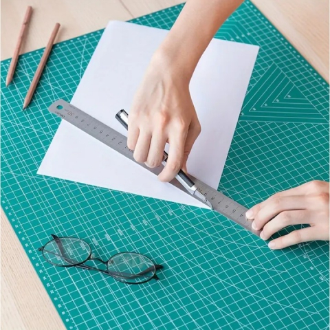 Placa pentru taiere precisa, modelare, fata-verso, cu auto-vindecare A3, 30 x 45 cm, scara clar vizibila, verde [12]
