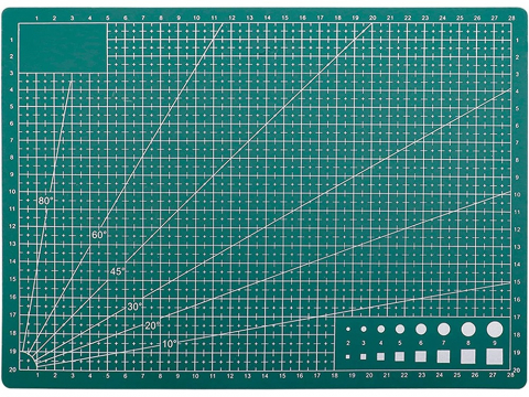 Placa pentru taiere precisa, modelare, fata-verso, cu auto-vindecare A4, 22 x 30 cm, scara clar vizibila, verde [0]