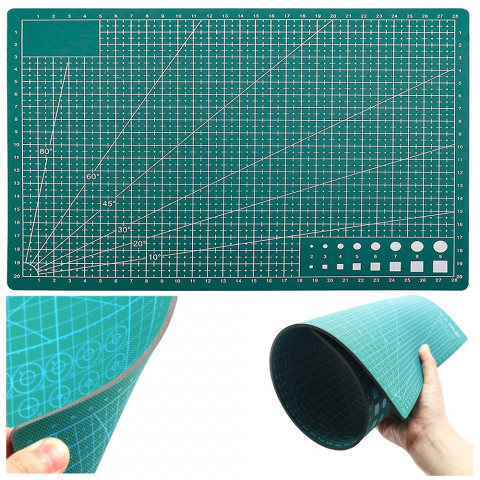 Placa pentru taiere precisa, modelare, fata-verso, cu auto-vindecare A4, 22 x 30 cm, scara clar vizibila, verde [9]