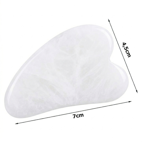 Placuta de Masaj Facial Gua Sha, Piatra Naturala Alba, 7x4.5 cm, Efect de Lifting si Luminozitate [1]