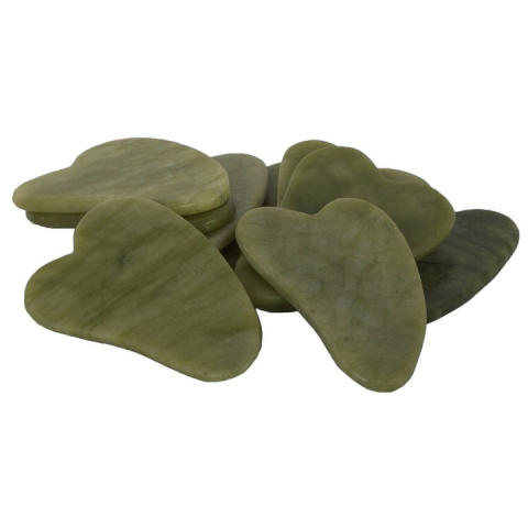 Placuta Masaj Gua Sha din Jad Natural, Verde, 7x4.5 cm, Instrument Anti-Imbatranire pentru Fata si Corp [1]