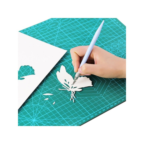 Plansa autovindecabila pentru taiat format A3, fata-verso, grosime 3 mm, scara clara pentru croitorie, crafting, modelism si proiecte DIY, 30x45 cm, verde [9]