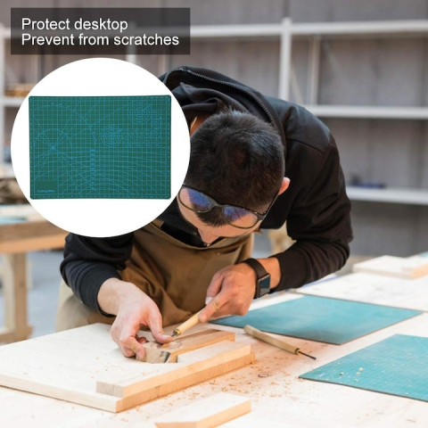 Planseta de taiat A4, fata-verso, autovindecare, grosime 3 mm, cu marcaje centimetrice si unghiuri, ideala pentru crafting, croitorie si proiecte DIY, verde, 22 x 30 cm [8]