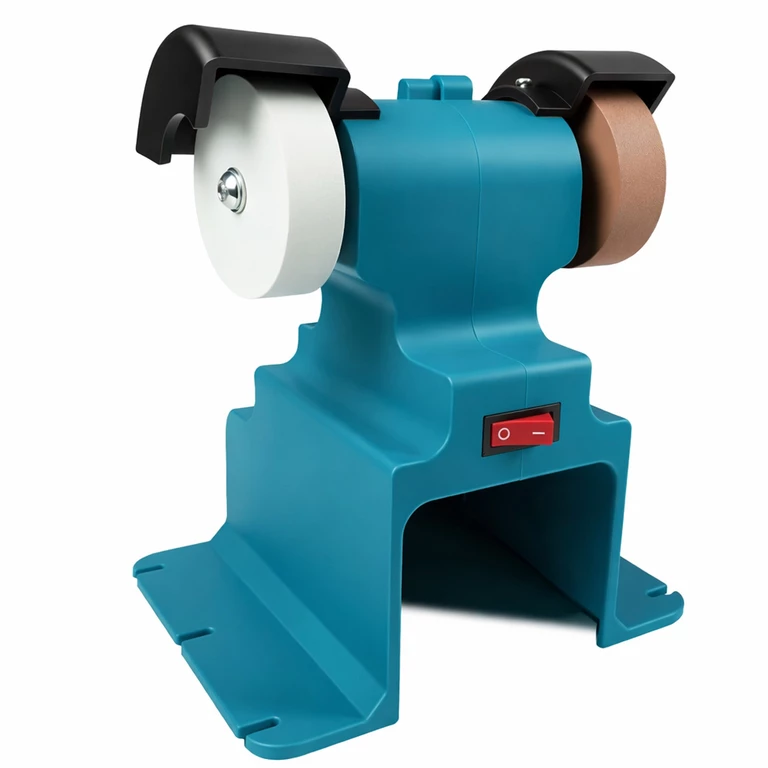 Polizor de banc albastru 21 x 17 x 13 cm, cu acumulator, 2 baterii 3000mAh, 2 discuri 70 mm, 0-6000 RPM, pentru ascutire si slefuire [8]