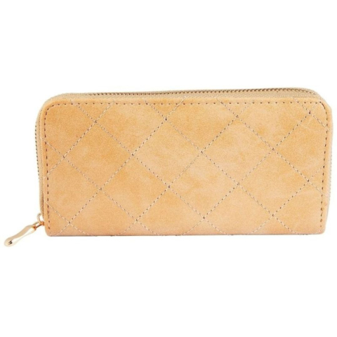 Portofel dama, bej 19 x 10 x 2 cm din imitatie de piele, format orizontal, 8 sloturi carduri, 3 compartimente bancnote, monede si fermoar [1]