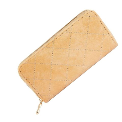 Portofel dama, bej 19 x 10 x 2 cm din imitatie de piele, format orizontal, 8 sloturi carduri, 3 compartimente bancnote, monede si fermoar [3]