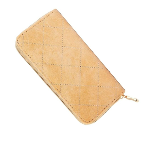CADOURI - Portofel dama, bej 19 x 10 x 2 cm din imitatie de piele, format orizontal, 8 sloturi carduri, 3 compartimente bancnote, monede si fermoar