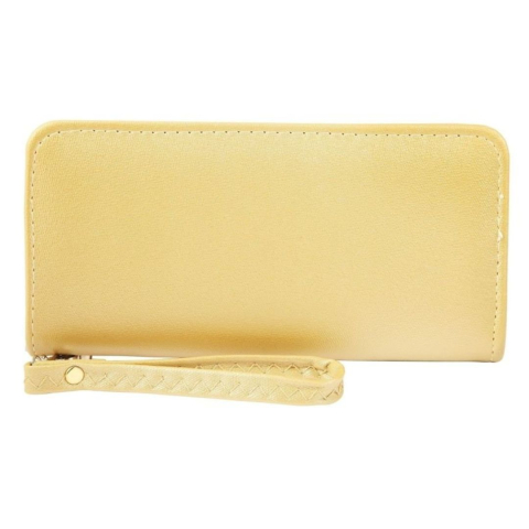 Portofel dama galben 21 x 11 x 2 cm din imitatie de piele, model incapator cu 12 sloturi carduri, 3 spatii bancnote, compartiment monede si fermoar [1]