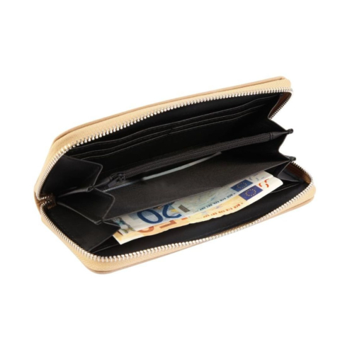 Portofel dama kaki 19 x 10 cm din imitatie de piele, model elegant cu fermoar, 8 sloturi carduri, 3 compartimente bancnote si buzunar monede [2]