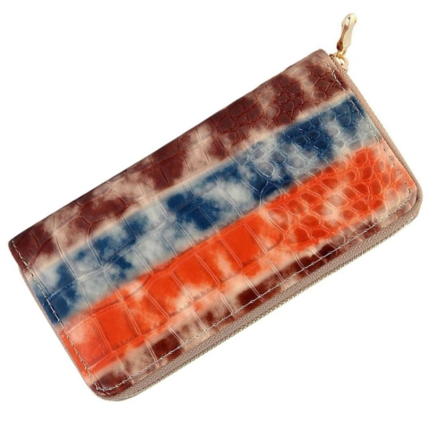 Portofel dama, multicolor 20 x 10 x 2 cm din imitatie de piele, format orizontal, fermoar, 8 sloturi carduri, 5 compartimente pentru bancnote si monede [1]