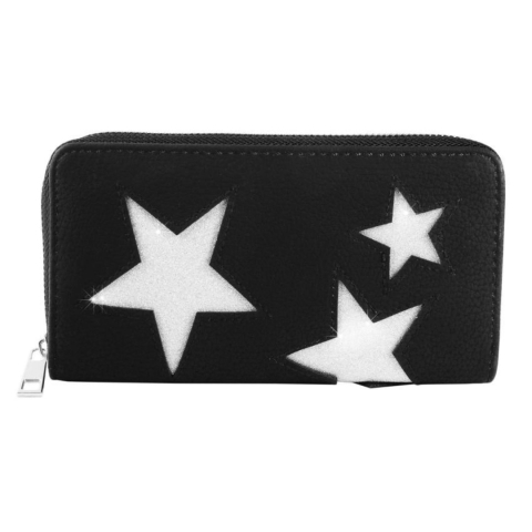 Portofel dama negru 19 x 10 cm din imitatie de piele, model orizontal cu fermoar, 8 sloturi carduri, 5 compartimente bancnote si buzunar monede [4]