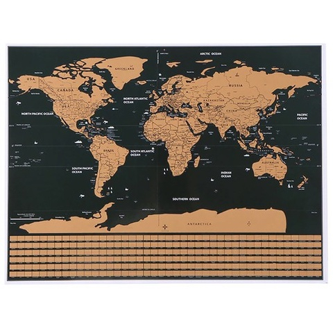 Diverse accesorii papetarie - Poster educational razuibil cu harta globului si steagurile lumii, editie pentru calatorii si explorare, 82 x 59 cm
