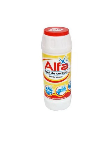 Diverse bucatarie - Praf de curatat Alfa 500 g, detergent abraziv pentru baie, bucatarie si suprafete dure, indeparteaza murdaria, grasimea si petele dificile