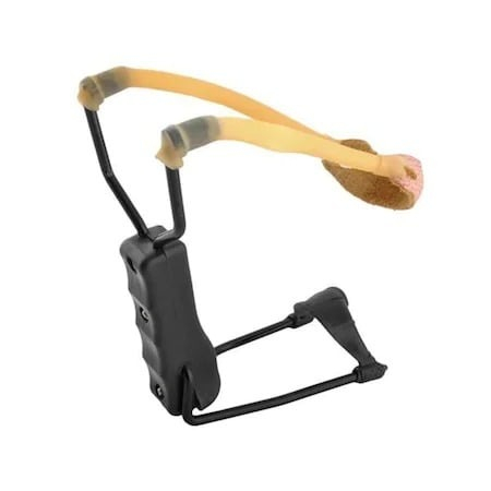 JOCURI ȘI JUCĂRII - Prastie din cauciuc rezistent pentru copii,maner ergonomic, cu suport pentru brat - Negru