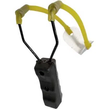 SPORT ȘI ACTIVITĂȚI - Prastie pentru nadire pescuit, negru cu alb 13 x 7 cm, cauciuc elastic dublu, maner ergonomic, pentru lansarea momelii la distanta