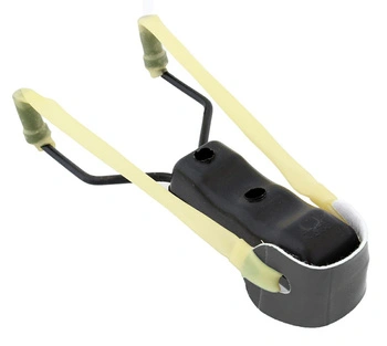 Prastie pentru nadire pescuit, negru cu alb 13 x 7 cm, cauciuc elastic dublu, maner ergonomic, pentru lansarea momelii la distanta [5]