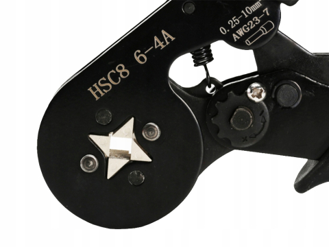 Presa de sertizare pentru papuci electrici, 0.25-10 mm², cleste profesional cu mecanism clichet, manere ergonomice rosu-albastru [8]