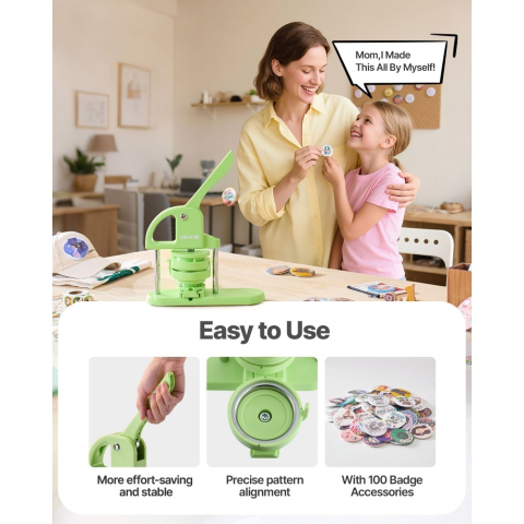 Presa insigne Dodaco 75 mm, set complet 100 piese, maner ergonomic, cutter circular, verde [4]