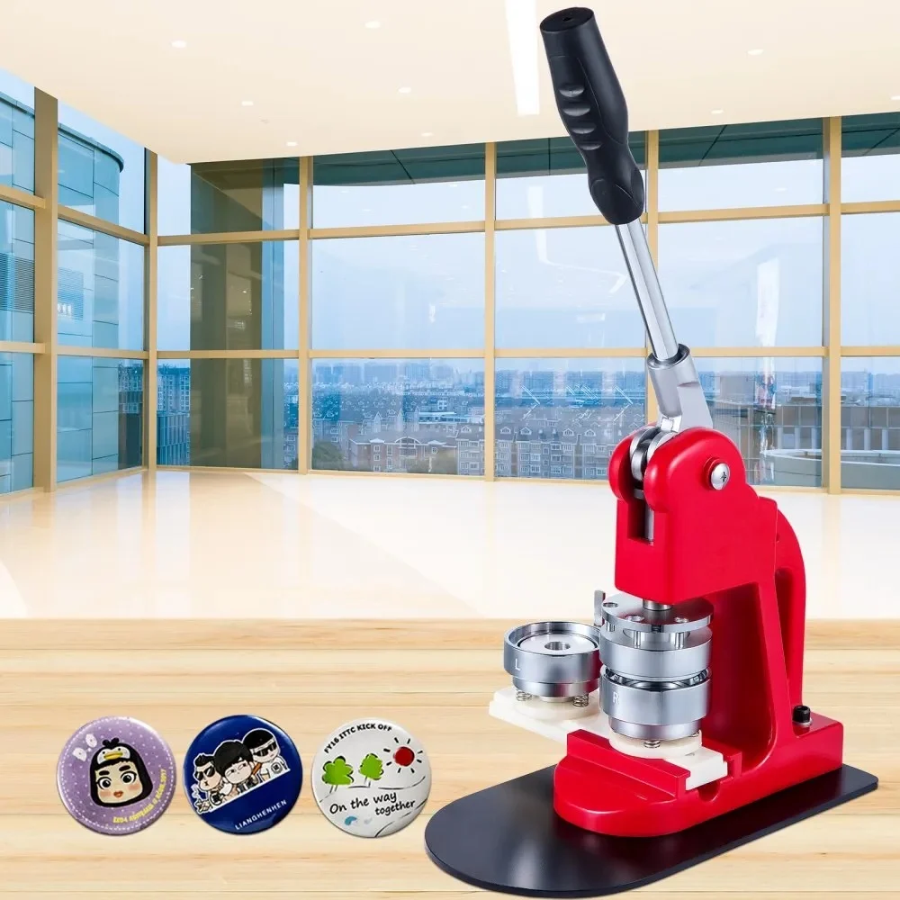 Prese - Presa manuala pentru confectionat insigne 75 mm, aparat profesional cu matrita inclusa, kit complet 100 componente, pentru ecusoane personalizate, branding si evenimente