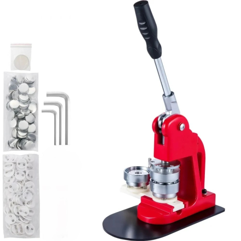 Prese - Presa profesionala pentru confectionarea insignelor 58 mm, aparat manual cu matrita inclusa, kit complet 200 componente, pentru ecusoane personalizate, evenimente si branding