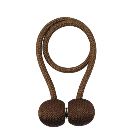 Prindere magnetica ciocolatiu pentru perdele si draperii, 44 x 3 cm, snur decorativ impletit din poliester, magnet rezistent, accesoriu pentru ferestre, reutilizabila, 1 buc [6]