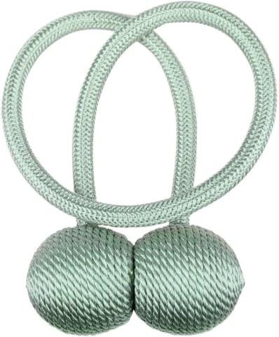 Prindere magnetica verde menta pentru perdele si draperii, 44 x 3 cm, snur decorativ din poliester, magnet puternic, reutilizabila, accesoriu pentru ferestre, 1 buc [2]
