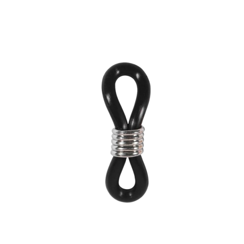 CASA & GRADINA - Prindere neagra pentru ochelari cu inel argintiu, capat pentru snur si lant ochelari, accesoriu fixare rame, 20 mm