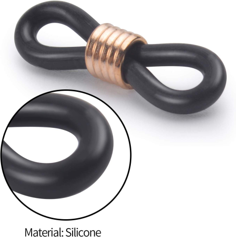 Prindere neagra pentru ochelari cu inel auriu, capat pentru snur si lant ochelari, accesoriu fixare rame, 20 mm [3]