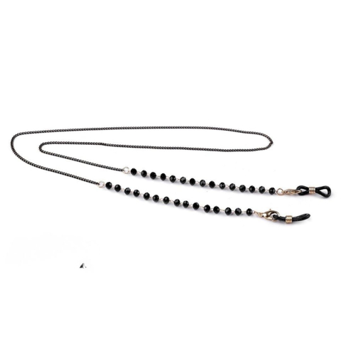 Prindere neagra pentru ochelari cu inel auriu, capat pentru snur si lant ochelari, accesoriu fixare rame, 20 mm [2]