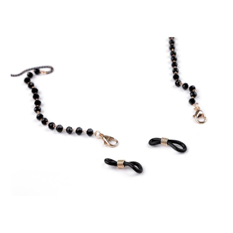 Prindere neagra pentru ochelari cu inel auriu, capat pentru snur si lant ochelari, accesoriu fixare rame, 20 mm [1]