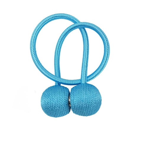 CASA & GRADINA - Prindere pentru perdele bleu satinat, 44 x 3 cm, magnet decorativ cu snur din poliester, sistem magnetic rezistent, reutilizabila, pentru perdele si draperii, 1 buc