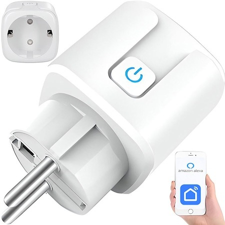 CASA & GRADINA - Priza inteligenta WiFi,16 Ah, Monitorizare consum energie, conectare Alexa si Google Assistant, Alb