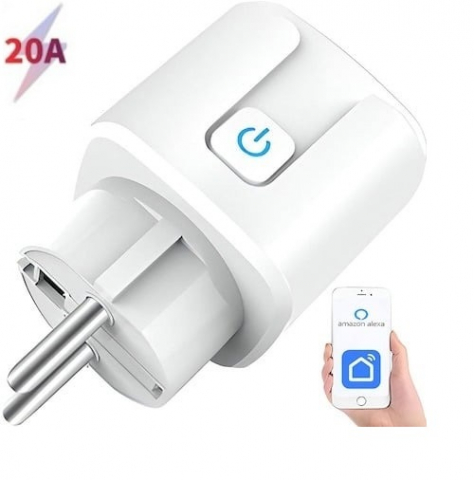 ELECTRONICE - Priza inteligenta WiFi,20 Ah, Monitorizare consum energie, conectare Alexa si Google Assistant, Alb