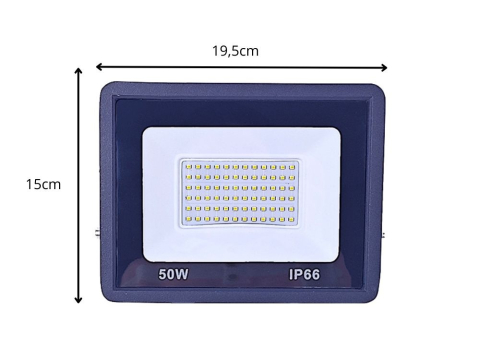 Proiector LED, 50 W, lumina rece 6000K, protectie IP66, rezistent la apa, 64 LED-uri, iluminare exterior, 4300 lm, 19.5 x 15 x 2.5 cm [1]
