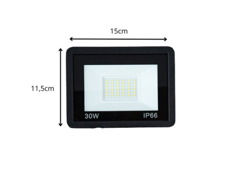Proiector LED exterior 30W 6000K, lumina rece, impermeabil IP66, iluminat rezidential, curte, gradina, industrial, comercial, negru [7]