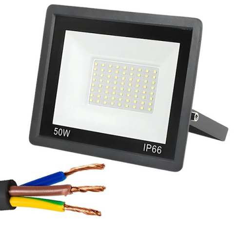 Proiector LED exterior 50W 6000K, lumina rece, impermeabil IP66, iluminat rezidential, curte, gradina, industrial, comercial, negru [1]