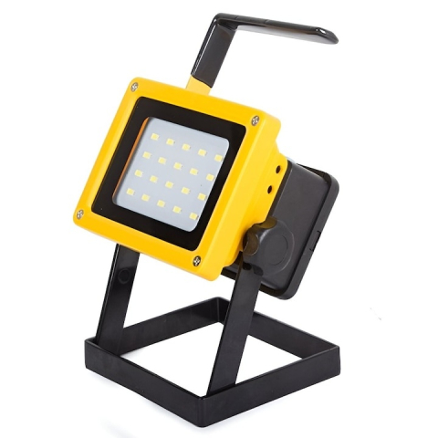 Uz casnic - Proiector LED portabil cu halogen, 36W, 2400lm, 3 moduri iluminare, cu 3 baterii 18650 incluse, incarcare retea si auto, IP65, maner detasabil, ideal pentru atelier, camping si portbagaj, galben-negru
