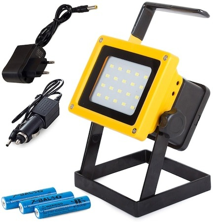 Lumini auto - Proiector portabil LED 30W, 2400Lm,3 acumulatori,incarcator priza + auto 12 V