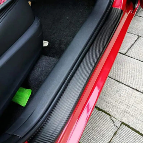 Protectie usa auto tip abtipild, banda adeziva carbon negru, set 4 buc, anti-zgarieturi prag portiera, universal [2]