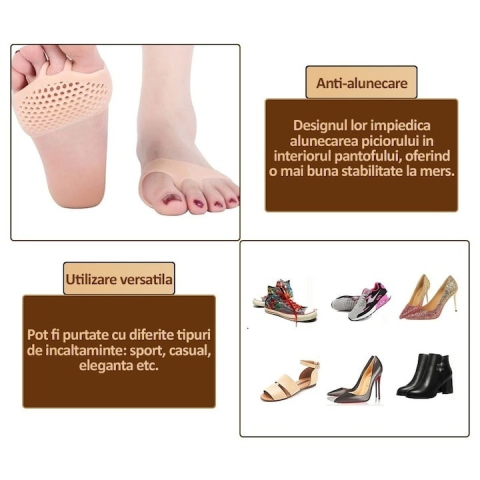 Protectii din silicon pentru picioare, previn durerile si bataturile, lavabile, reutilizabile, anti-alunecare, elastice, potrivite pentru orice incaltaminte, marime universala, crem [5]