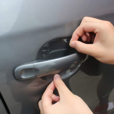 Protectii manere usi auto transparente 85 x 95 mm, set 4 folii autoadezive, folie protectie caroserie, universale, rezistente la zgarieturi [11]