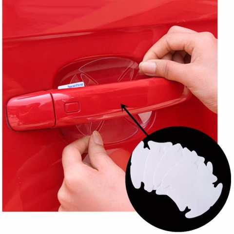 Protectii manere usi auto transparente 85 x 95 mm, set 4 folii autoadezive, folie protectie caroserie, universale, rezistente la zgarieturi [3]